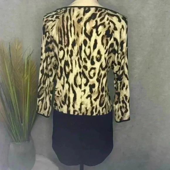 Chico’s Animal Print Long Sleeve Pullover Tunic High Low Hem Size 1 US S/M - Picture 6 of 11